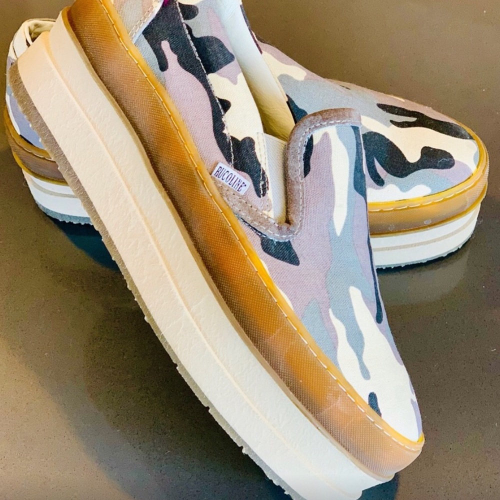 Camo Platform Slip On Sneakers
